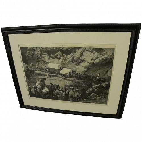 Harper's Weekly May 1875 original large wood engraving print "On the Way to the Diggings"