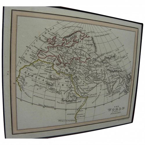 Map "World as known to Ptolemy" from 1835 book