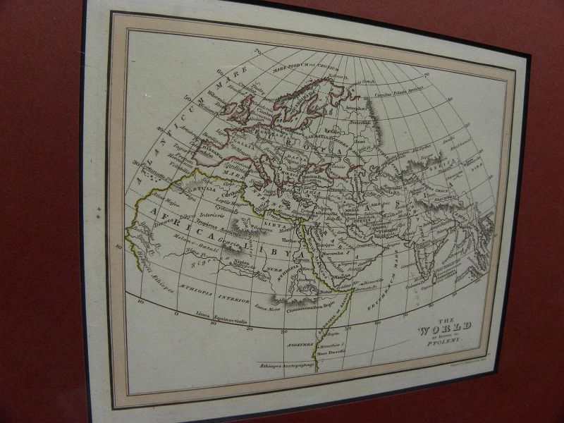 Map "World as known to Ptolemy" from 1835 book