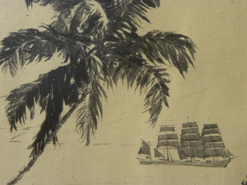 PHILIP KAPPEL (1901-1981) pencil signed etching print of Caribbean scene by noted Connecticut artist