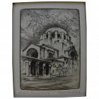 HARRIET GENE ROUDEBUSH (1908-1998) pencil signed etching "Temple Emanu El" by listed San Francisco artist