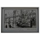 HARRIET GENE ROUDEBUSH (1908-1998) pencil signed etching "San Francisco Waterfront" by listed San Francisco artist