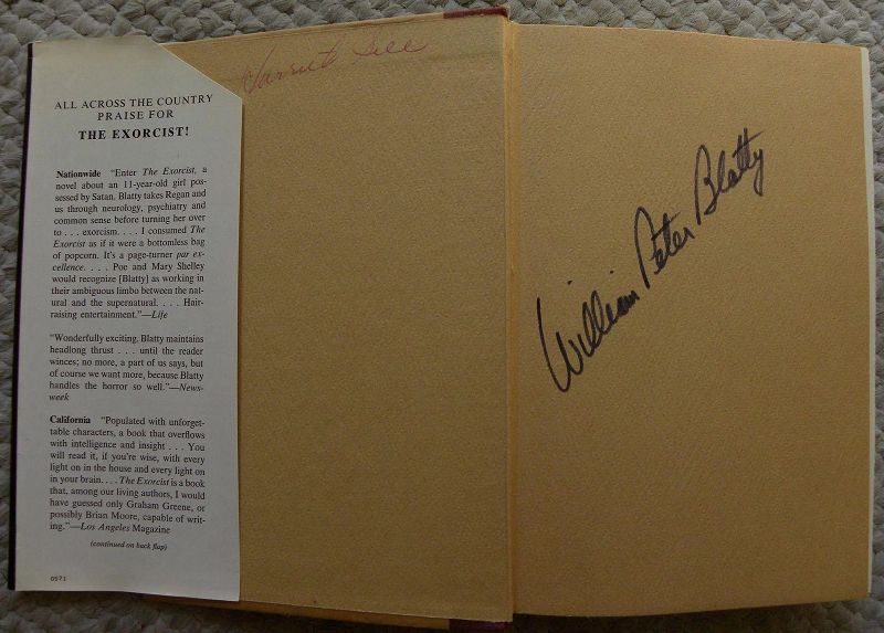 William Peter Blatty SIGNED copy of 1971 book &quot;The Exorcist&quot; autograph