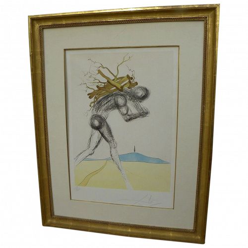 SALVADOR DALI (1904-1989) original signed etching "Issachar" of series "Twelve Tribes of Israel" 1973 by the Surrealist master artist
