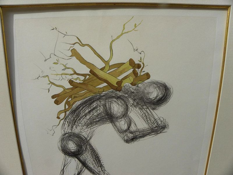 SALVADOR DALI (1904-1989) original signed etching &quot;Issachar&quot; of series &quot;Twelve Tribes of Israel&quot; 1973 by the Surrealist master artist