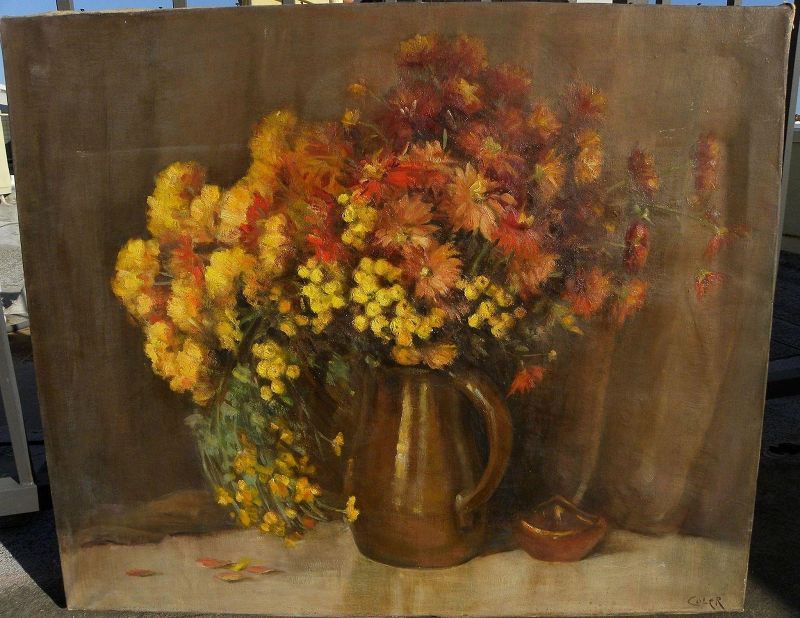 BERTHA TOWNSEND COLER (1865-1948) still life oil painting by listed California woman artist