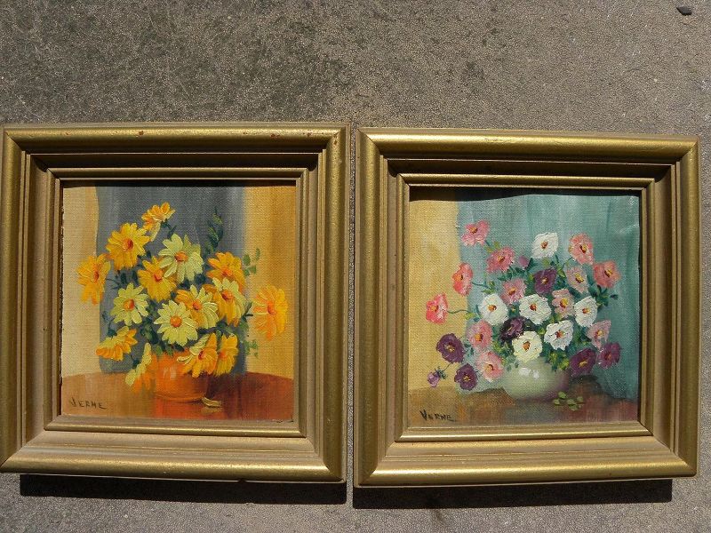 California art miniature still life paintings VERNE of Laguna Beach