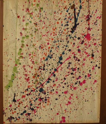 Mid century abstract American art circa 1960's drip painting on paper