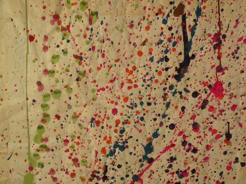 Mid century abstract American art circa 1960's drip painting on paper