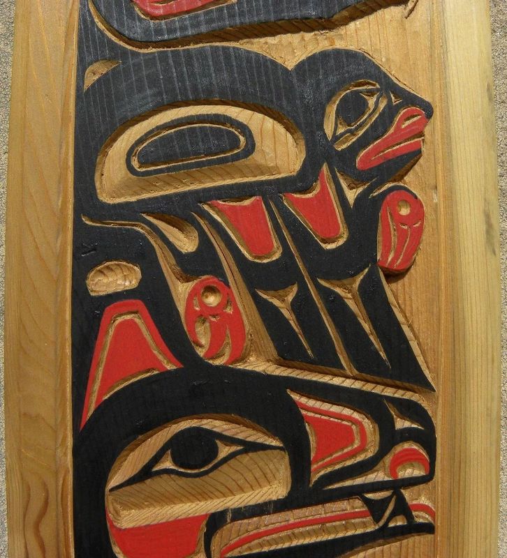 NORTHWEST COAST ART original hand carved panel by noted contemporary carver JAMES MADAM