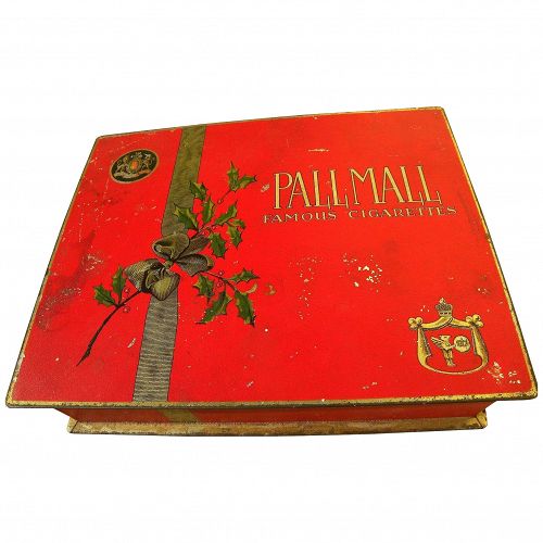 Vintage tobacciana Pall Mall red metal cigarette box circa 1935