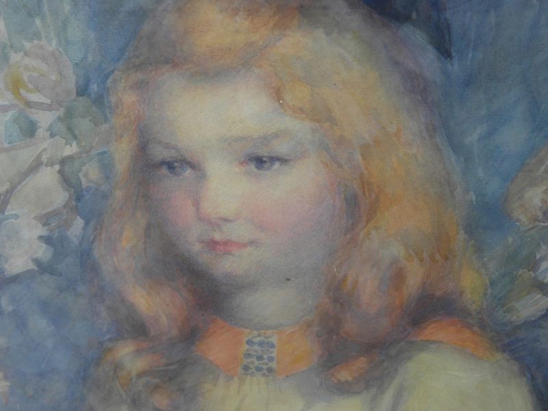 JESSIE FISKEN (1860-1935) American watercolor painting signed portrait