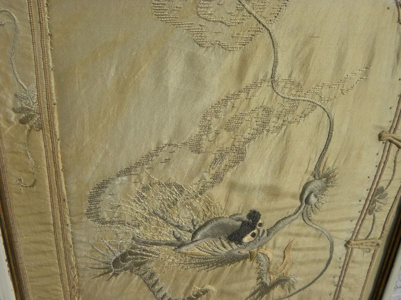 Chinese antique textile garment fragment dragon design