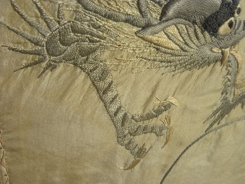 Chinese antique textile garment fragment dragon design