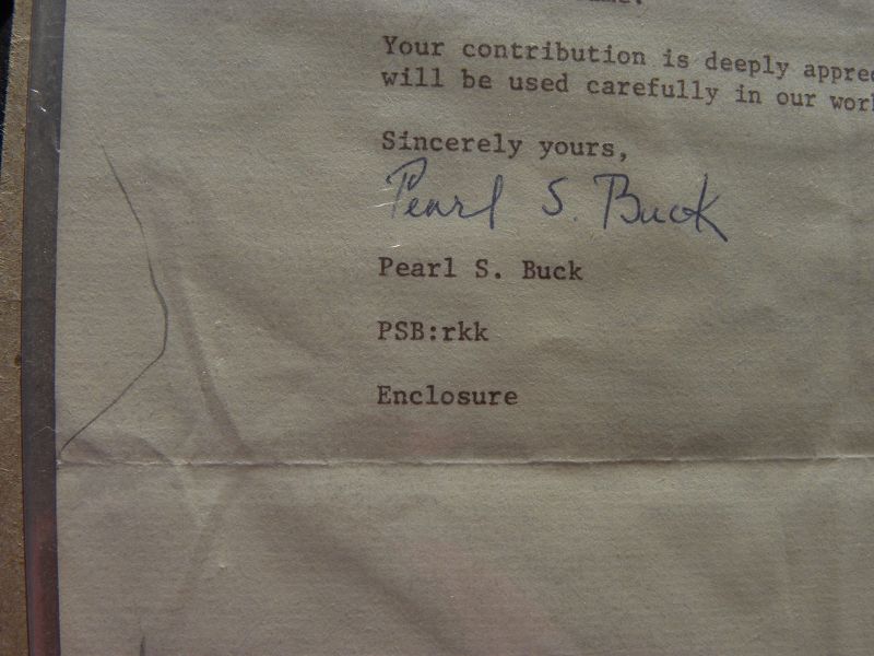 PEARL BUCK (1892-1973) signed inscribed book and letter famous author