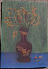 Naive style still life painting vase signed