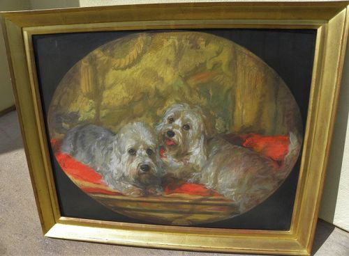 Dog art large fine pastel of white terriers