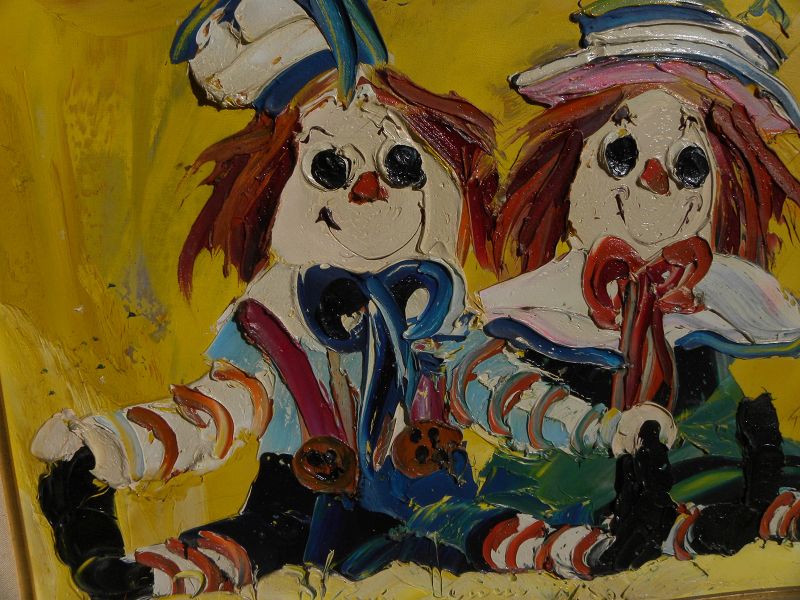 PAUL BLAINE HENRIE (1932-1999) Mid Century Modern painting clowns