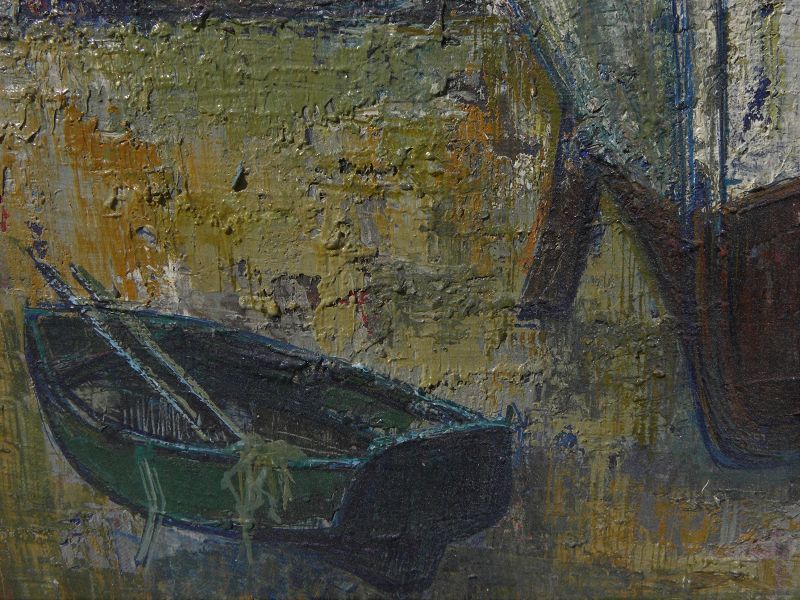 RAYMOND PERREAU (1874-1976) French artist painting boat