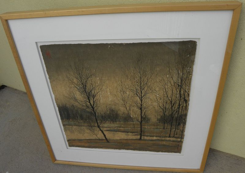 Contemporary Chinese watercolor landscape signed