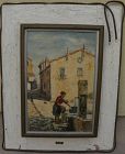 Vintage southern European street scene painting signed