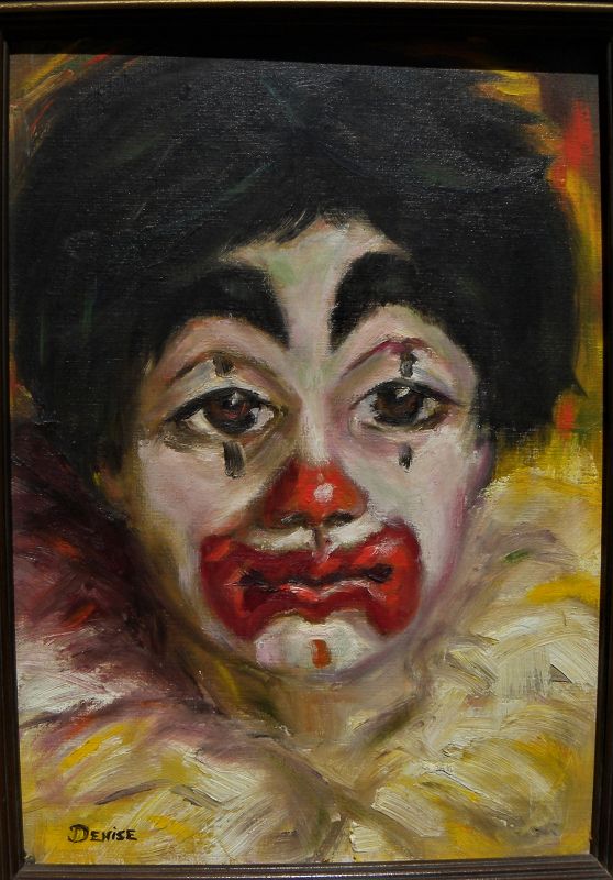Clown painting vintage 1967 signed by American artist