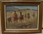 Western painting signed cowboys and horses well painted