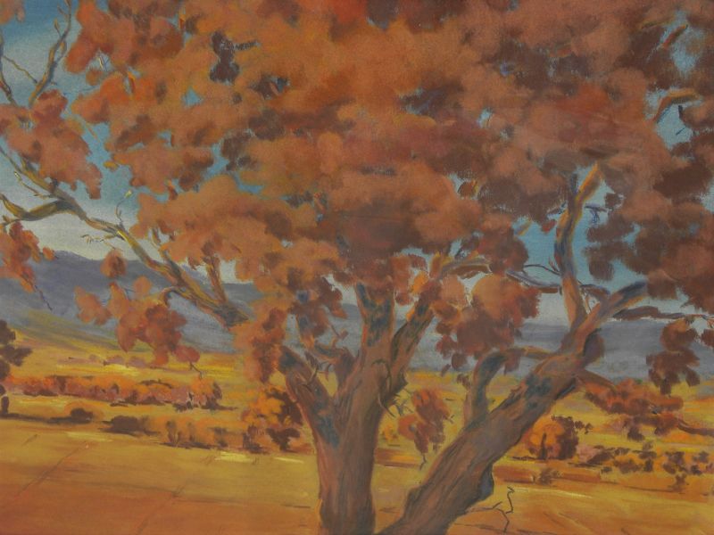 California autumn landscape pastel painting signed