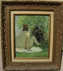 JULES R. HERVE (1887-1981) French impressionist painting nude outdoors