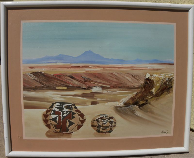 Southwest Landscape Painting With, Native American Landscape Art
