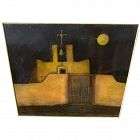 ROBIN GARY WOOD Santa Fe Style contemporary painting of Cordova New Mexico church