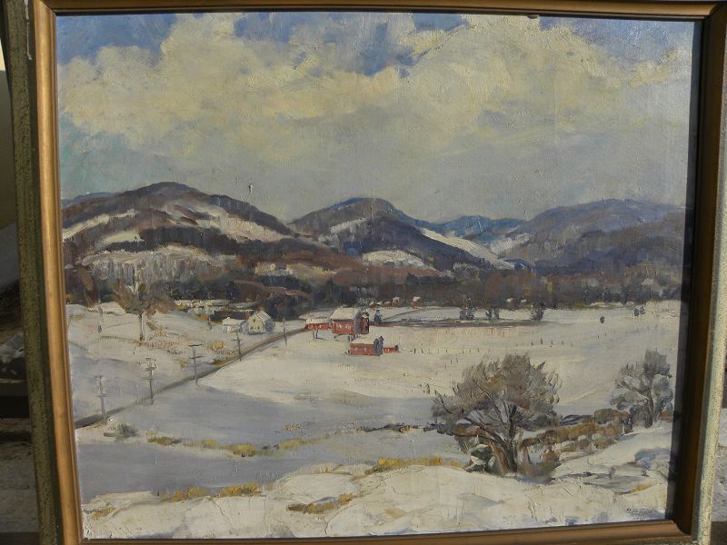 American impressionist winter landscape signed maybe Vermont
