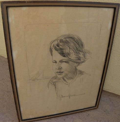 DUNCAN GLEASON (1881-1959) California art drawing young girl