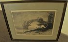 RALPH PEARSON (1883-1958) signed etching of Hell Gate Bridge New York