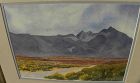 California watercolor painting eastern Sierra peaks by local artist