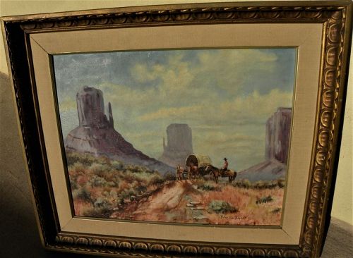 Monument Valley Arizona vintage painting by California artist