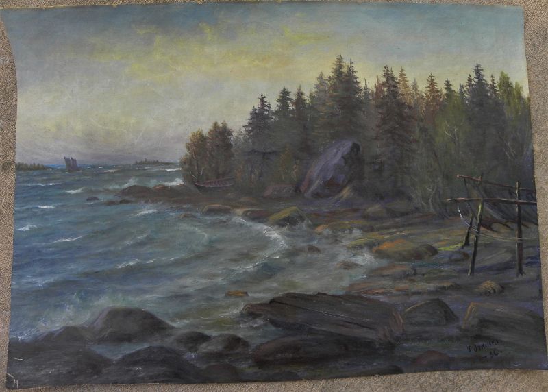 TOIVO JYRINKI (1895-1988) Finnish art coast painting vintage 1936