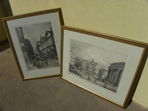 Antique 1823 prints PAIR Manchester England nicely framed
