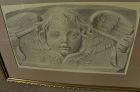 Antique or old master charcoal drawing of putto