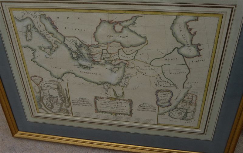 Antique French map Holy Land and Mediterranean 1771 by Bonne