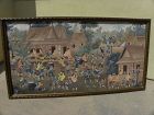 Indonesian or Thai vintage large painting village life