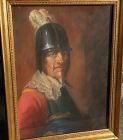 Signed large pastel drawing of helmeted 17th century warrior‏