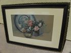 Impressionist old watercolor American still life painting signed