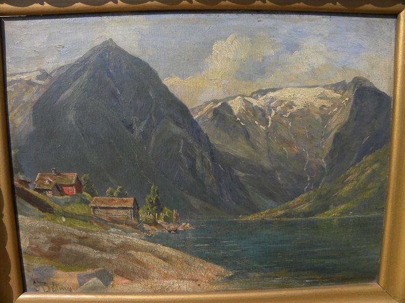SIGRID BOLLING (1853-1917) Norwegian painting fjord landscape