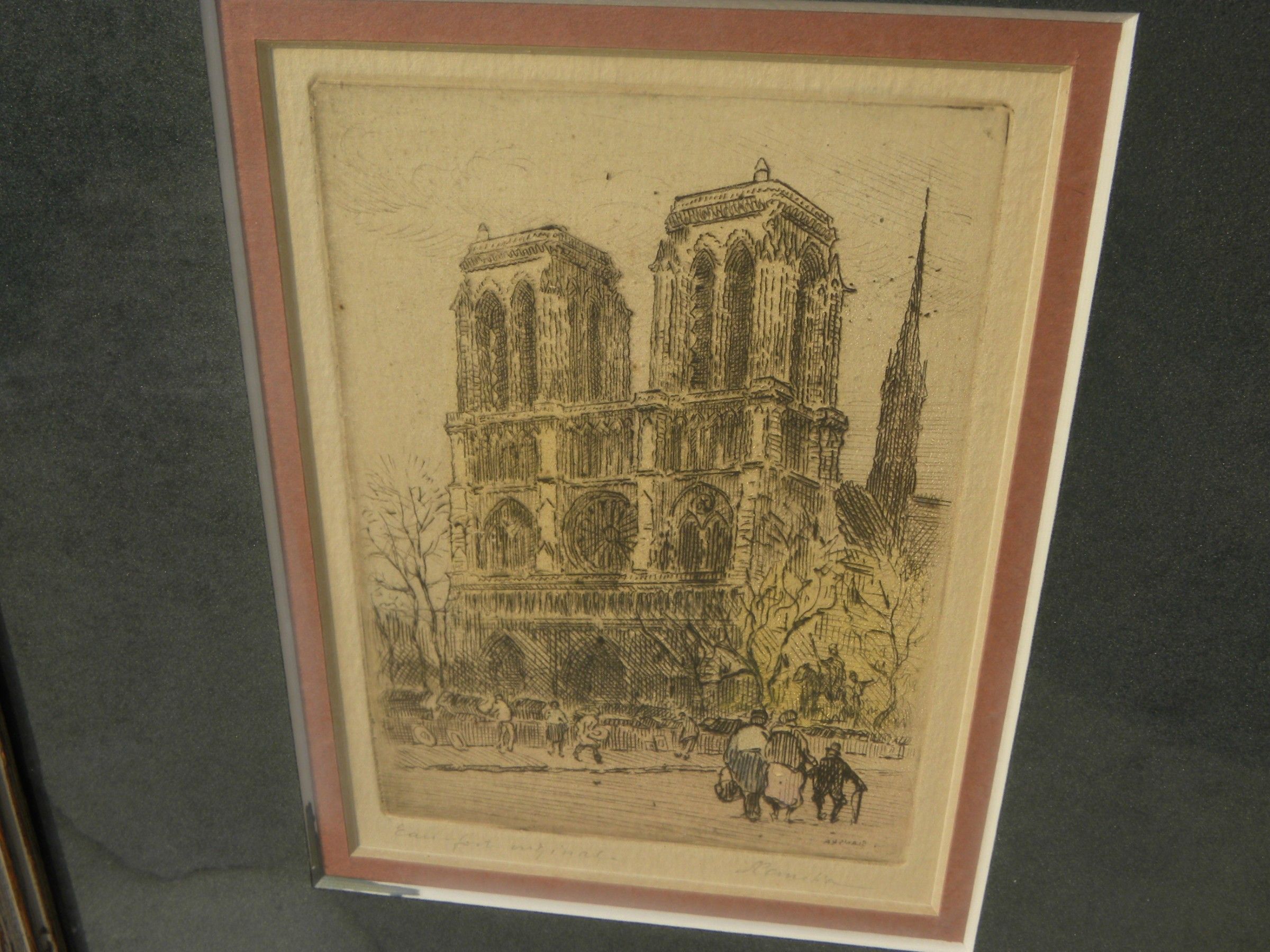 Notre-Dame, Paris, France Original Artists Signed sale And Numbered 19th century LIne Engraving