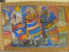 Uruguayan contemporary watercolor painting Candombe drummers