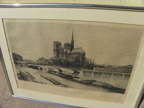 LUCIEN GAUTIER (1850-1925) etching Notre Dame Paris