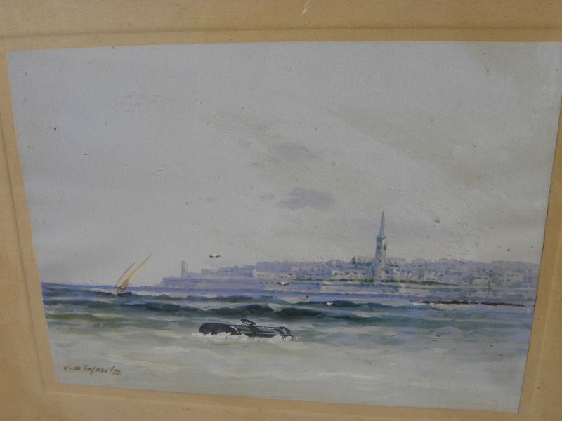 VINCENZO d'ESPOSITO (1886-1946) gouache Valletta Malta painting