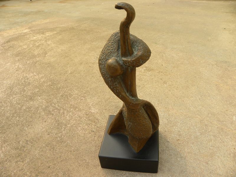 Bronze modern figural sculpture style Henry Moore by IRMA STOLOFF