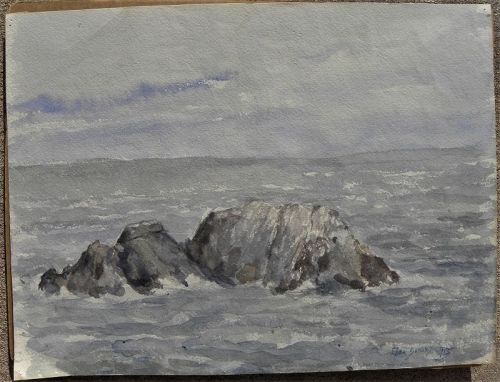 GEORGE DEMONT OTIS (1879-1962) California watercolor seascape painting